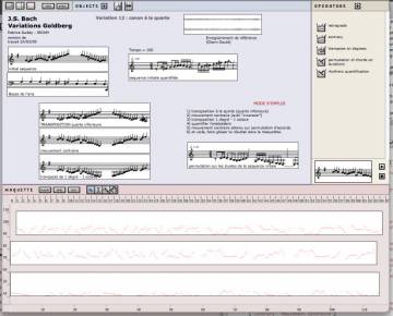 Example of a ML-Maquette document about J.-S. Bach's Goldberg Variations, by F. Guédy, IRCAM.